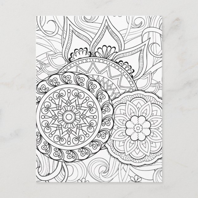 Doodle-Blume und Mandalase Postkarte (Vorderseite)