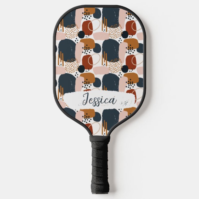 Doodle Boho Muster Custom Inital Pickleball Schläger (Vorderseite)