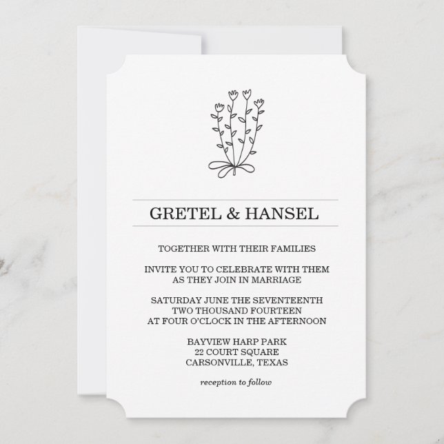 doodle botanische Blume Einladung (Vorderseite)