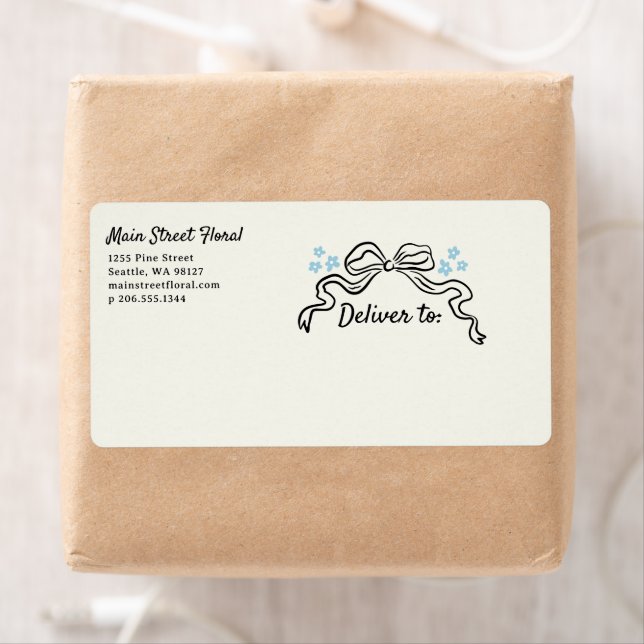 Doodle Bow and Blume Business Shipping Label (Insitu)