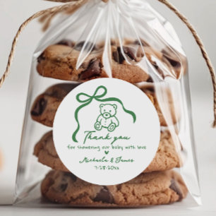 Doodle Bow Whimsical Baby Dusche Runder Aufkleber