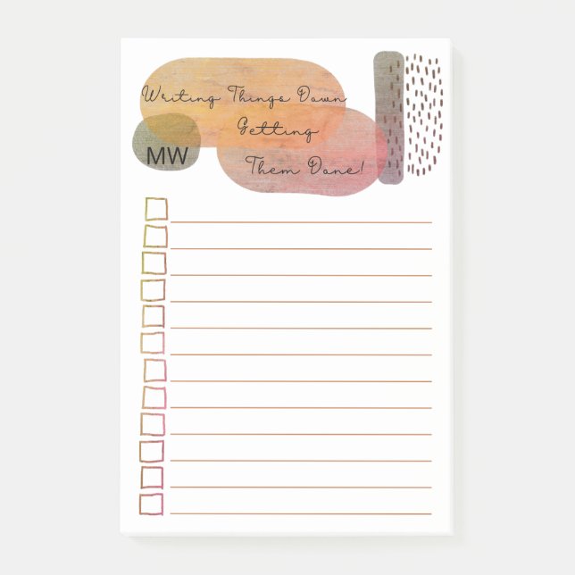 Doodle Boxen Abstrakte Formen Monogramm zur Liste Post-it Klebezettel (Vorderseite)