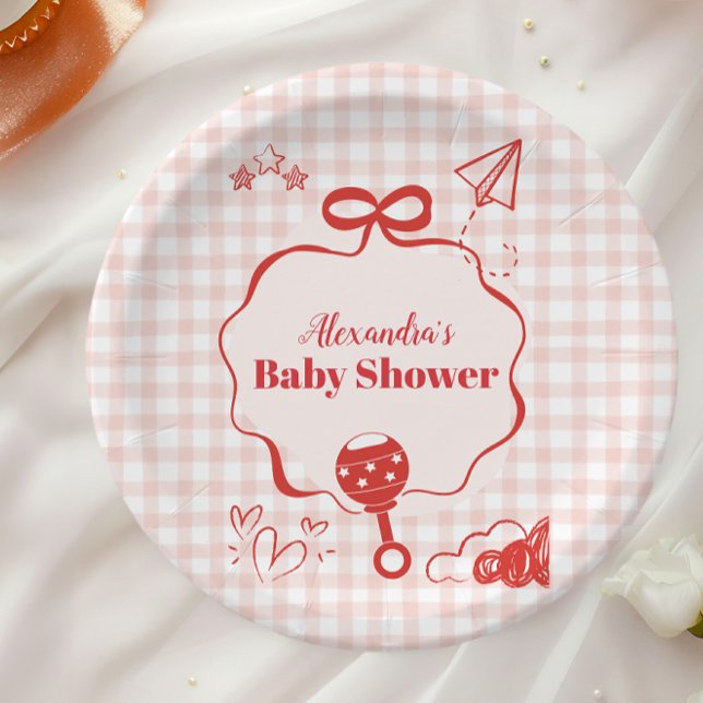 Doodle Brunch Bow Bow Baby Dusche Pappteller (Von Creator hochgeladen)