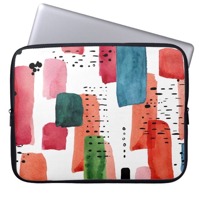 Doodle Brush: Orange Blue Laptopschutzhülle (Vorderseite)