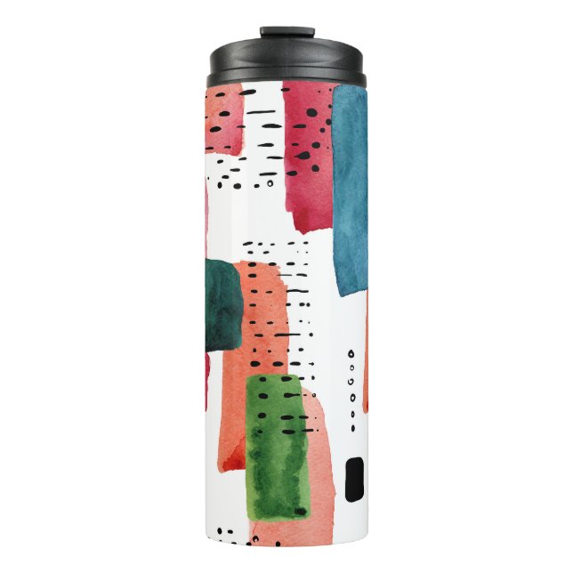 Doodle Brush: Orange Blue Thermosbecher (Vorderseite)