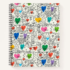Doodle Buddies & Hearts Notebook Notizbuch