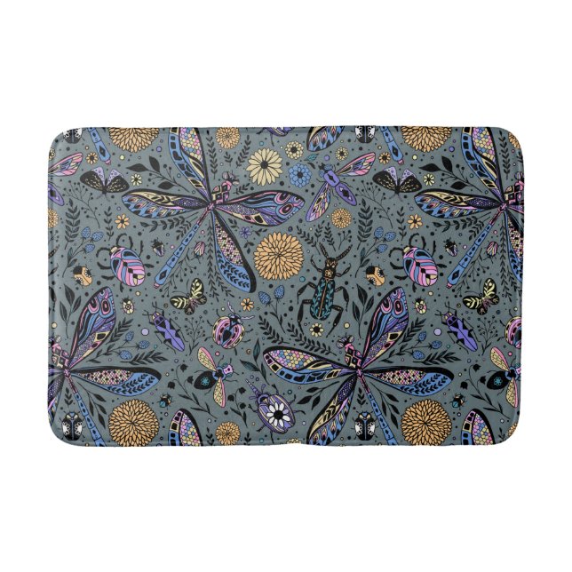 Doodle-Bugs auf Schiefergrau Badematte (Vorderseite)