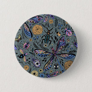 Doodle-Bugs auf Schiefergrau Button