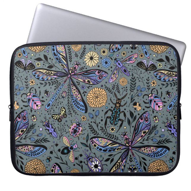 Doodle-Bugs auf Schiefergrau Laptopschutzhülle (Vorderseite)