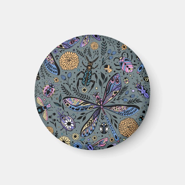 Doodle-Bugs auf Schiefergrau Magnet (Vorne)