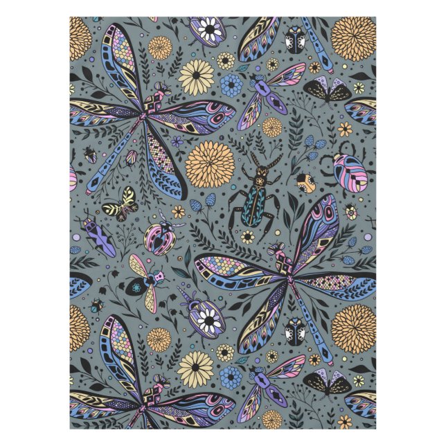 Doodle-Bugs auf Schiefergrau Tischdecke (Vorderseite)