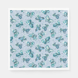 Doodle Bugs Butterflies - blue - kids party. Serviette