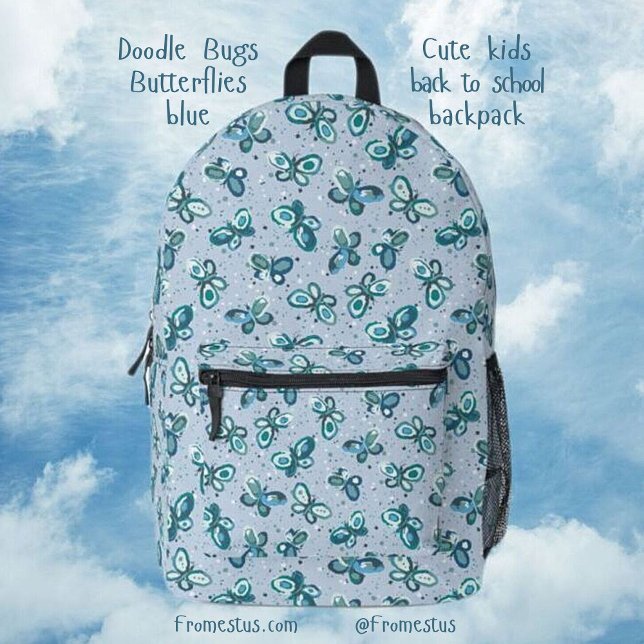 Doodle Bugs Schmetterlinge - blau - Muster. Bedruckter Rucksack (Von Creator hochgeladen)