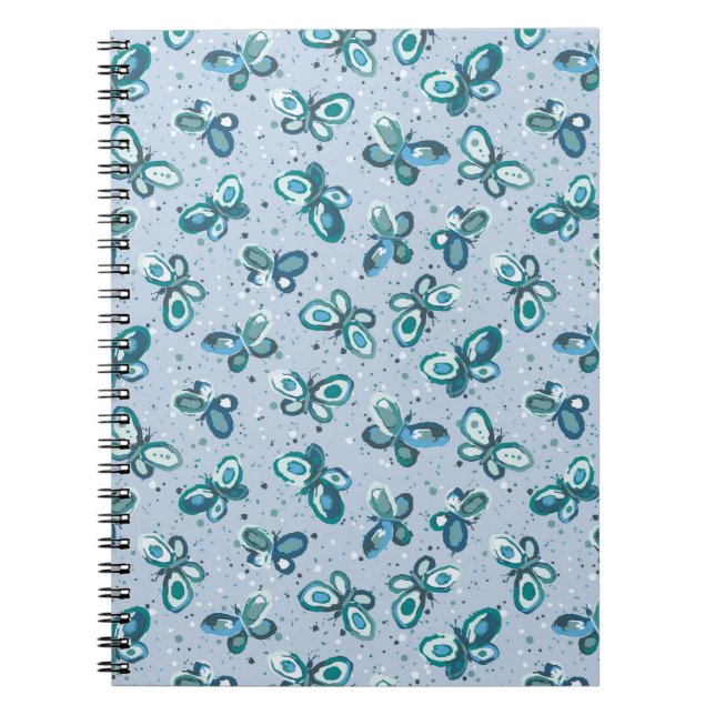 Doodle Bugs Schmetterlinge - blau - nahtloses Must Notizblock (Vorderseite)