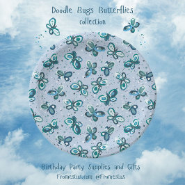 Doodle Bugs Schmetterlinge - blau - nahtloses Must Pappteller