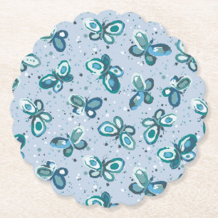 Doodle Bugs Schmetterlinge - blau - nahtloses Must Untersetzer