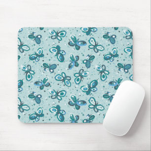 Doodle Bugs Schmetterlinge - Türkis - Kindermuster Mousepad