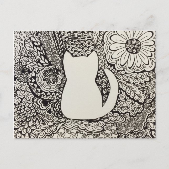 Doodle Cat Postkarte (Vorderseite)
