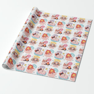 Doodle Cats Wrapping Paper Geschenkpapier