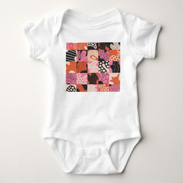 Doodle Cells: Geometrisches Musterdesign. Baby Strampler (Vorderseite)