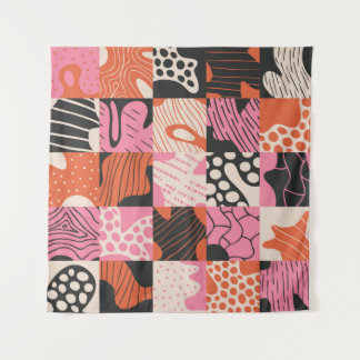 Doodle Cells: Geometrisches Musterdesign. Wandteppich