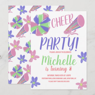 Doodle Cheer Party Cheerleading Geburtstag Einladung