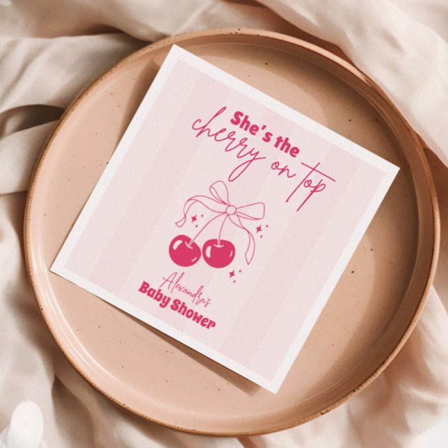 Doodle Cherry auf der Babydusche Serviette (Von Creator hochgeladen)