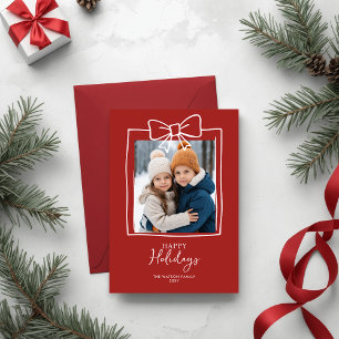 Doodle Christmas 4 Foto HandGezeichnet Bow Ribbon Feiertagskarte