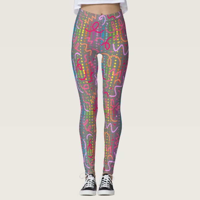 Doodle Color Beads Grau BG Leggings (Vorderseite)