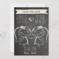 Doodle Couple auf Blackboard Lesbian Save the Date