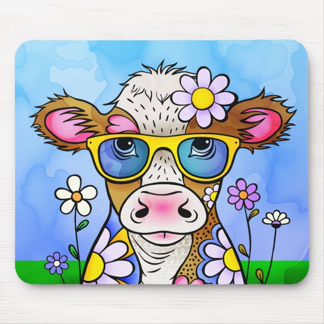 Doodle Cow Portrait Mousepad (Vorne)