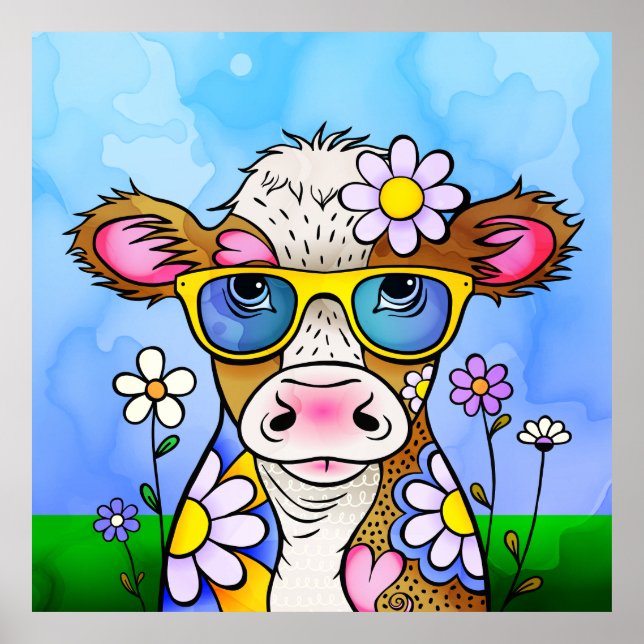 Doodle Cow Portrait Poster (Vorne)
