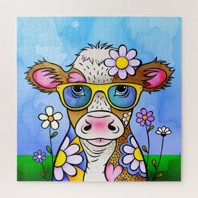Doodle Cow Portrait Puzzle (Vertikal)