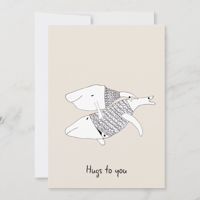 Doodle Cream ermutigt Grußkartenwale zu umarmen Einladung (Vorderseite)