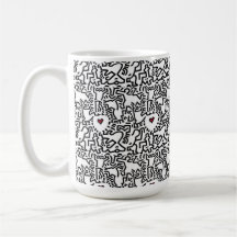Doodle Cup mit Rotem Herzen - Keith Haring Inspiri