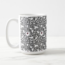 Doodle Cup mit Rotem Herzen - Keith Haring Inspiri Kaffeetasse