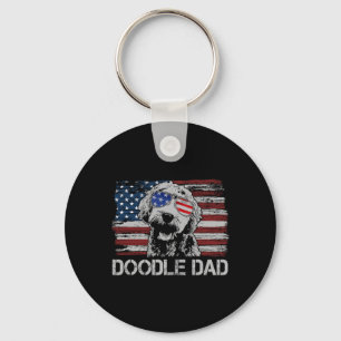 Doodle Dad Goldendoodle Hund Amerikanische Flagge Schlüsselanhänger