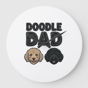 Doodle Dad Vintage Dog Dad T-Shirt Design_1 Große Wanduhr