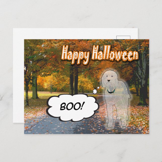 Doodle Days Comic Happy Halloween Postkarte (Vorne/Hinten)