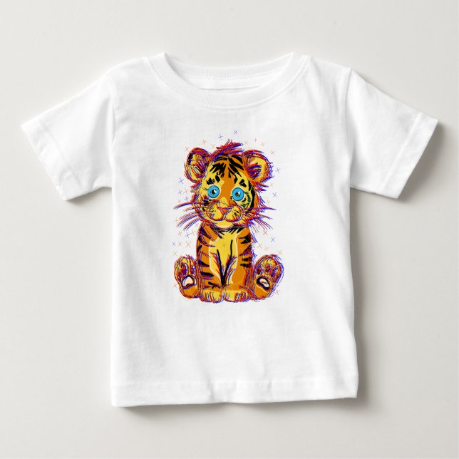 Doodle de tigre bebé: La dulzura salvaje y los ojo Baby T-shirt (Vorderseite)