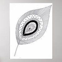 Doodle der schwarz-weißen Feder
