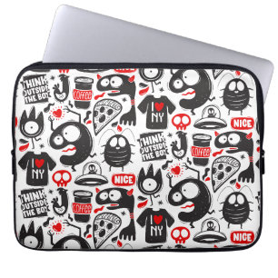 Doodle der Whimsikmonster und Quotes Laptopschutzhülle