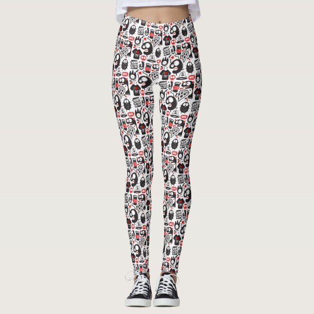 Doodle der Whimsikmonster und Quotes Leggings (Vorderseite)