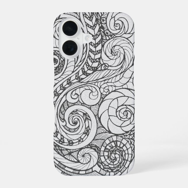 Doodle-Design iPhone 16 Hülle (Rückseite)