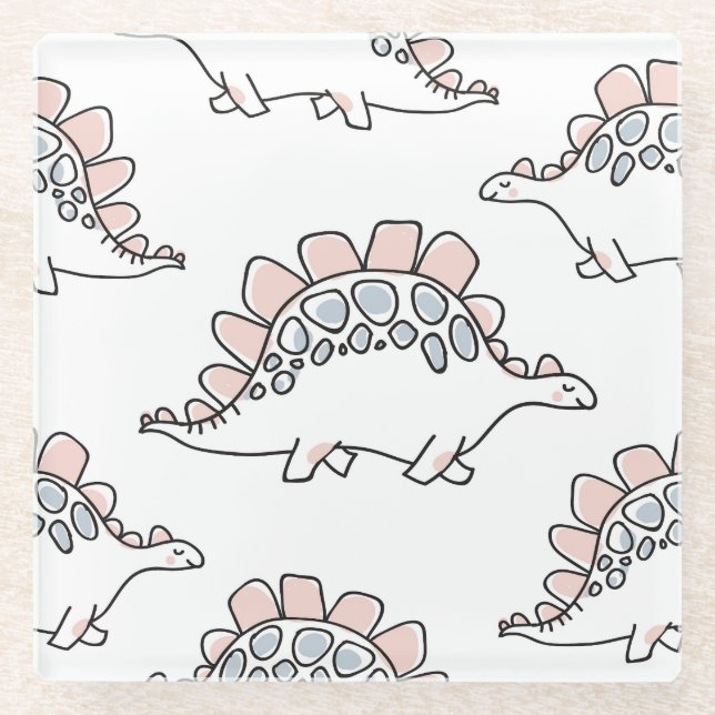 Doodle Dinosaurier: Handgezogener Spaß. Glasuntersetzer (Vorderseite)