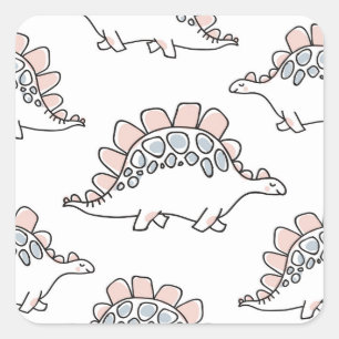 Doodle Dinosaurier: Handgezogener Spaß. Quadratischer Aufkleber