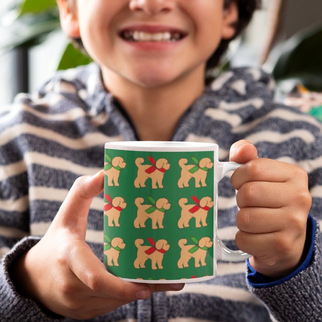 Doodle Dodge Welpe Weihnachten Urlaub Kaffeetasse (Festive tan doodle puppy mug!)