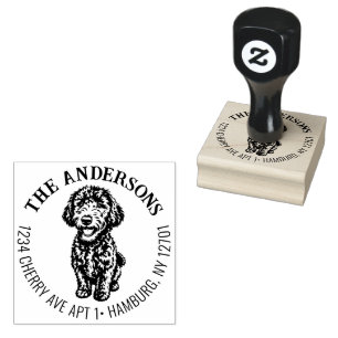Doodle Dog Family Rücksendeadresse Gummistempel
