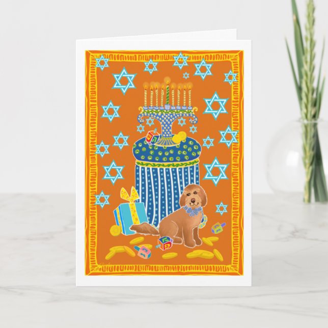 Doodle Dog Hanukah Karte (Vorderseite)