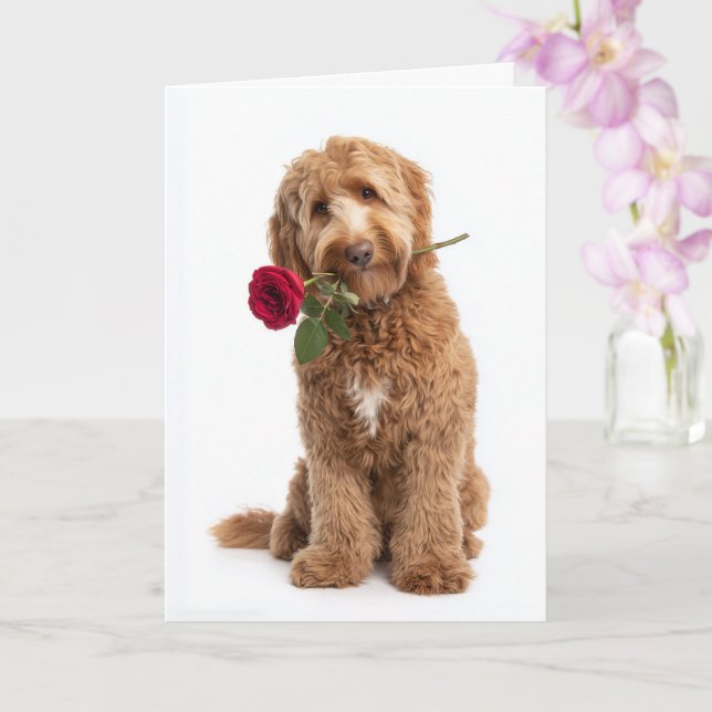 Doodle Dog zum Valentinstag Karte (Orchidee)